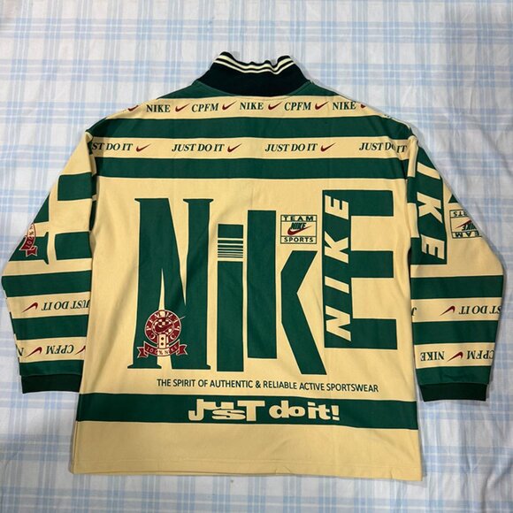 Nike Men's Logo Print Contrast Stripe Long Sleeved Polo Shirt - Picture 6 of 6